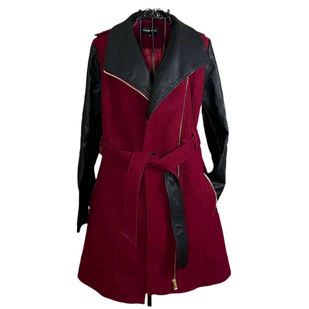 Black Rivet Medium Leather and Wool Jacket.